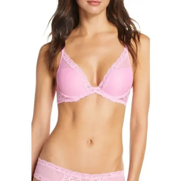 💕NATORI💕 Feathers Underwire Contour Bra ~ Posy Pink 30D NWT